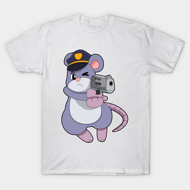 Mouse as Police officer with Police hat T-Shirt by Markus Schnabel